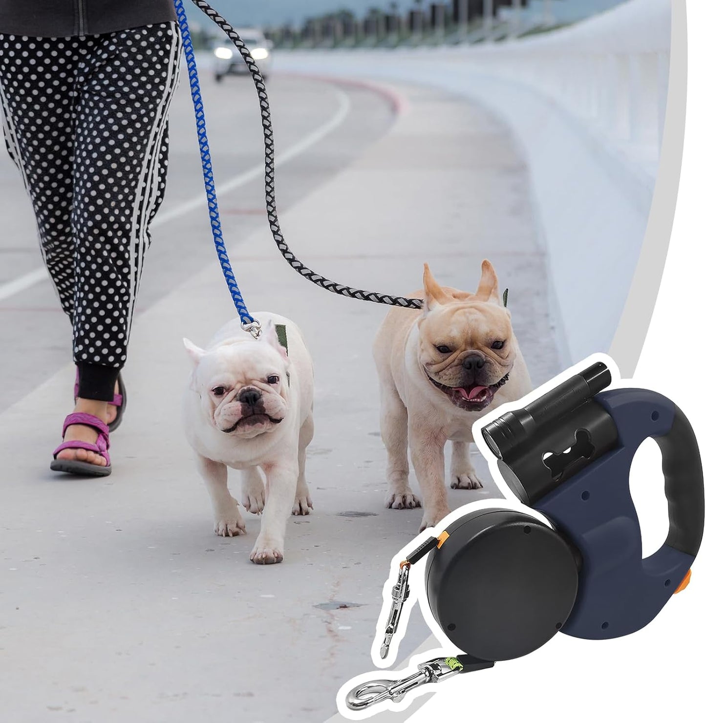 Double Retractable Dog Leash
