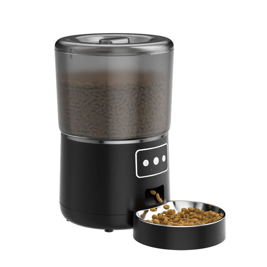 WiFi Automatic Smart Dog Cat Dry Food Dispenser Feeding Bowl 4L Black